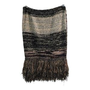 Anthropologie Cecilia Prado Glinted Fringe Stretch Knit Sweater Skirt Sz L
